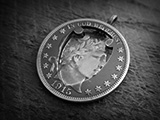 1915バーバーハーフダラー銀貨　カットコインペンダント
